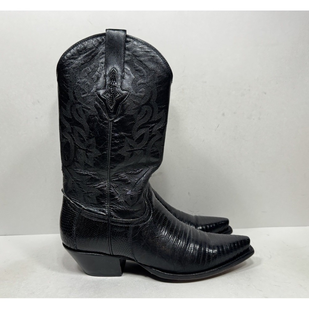 Resistol Ranch Womens 7.5 B Black Lizard Skin Snip Toe Cowboy Boots M3500SQ